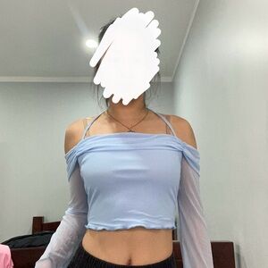 Light Blue Off-Shoulder Women's Top
